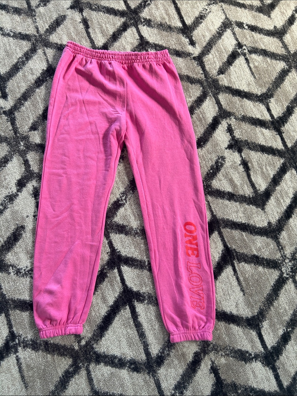 Kids Pink 'One Love' Fleece Jogger Pants